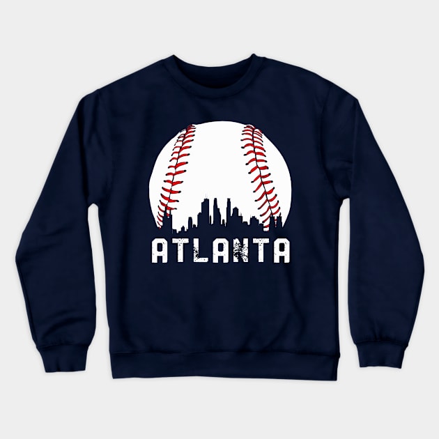 Vintage Atlanta Georgia Downtown Skyline Baseball Crewneck Sweatshirt by justiceberate